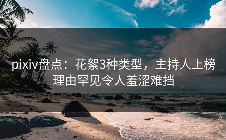 pixiv盘点：花絮3种类型，主持人上榜理由罕见令人羞涩难挡
