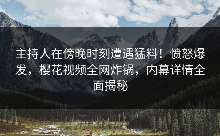 主持人在傍晚时刻遭遇猛料！愤怒爆发，樱花视频全网炸锅，内幕详情全面揭秘