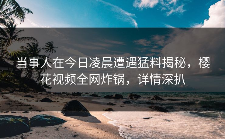 当事人在今日凌晨遭遇猛料揭秘，樱花视频全网炸锅，详情深扒